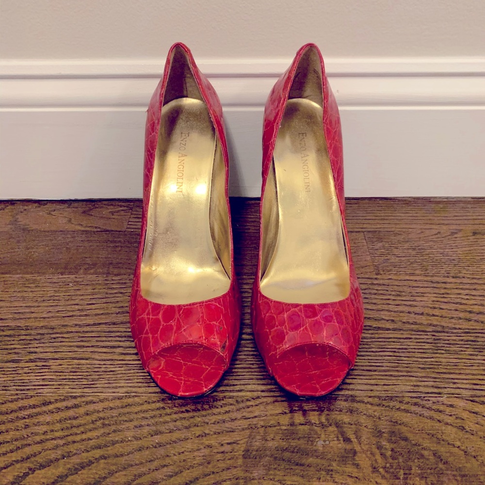 Enzo Angiolini Red Open Toe Heels 3 inches